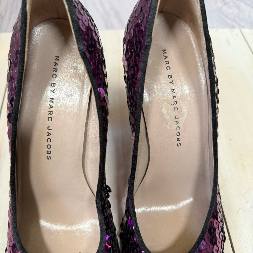 Marc By Marc Jacobs Elegant Purple Sequin Women's Heels Size 36.5 - Picture 4 of 8